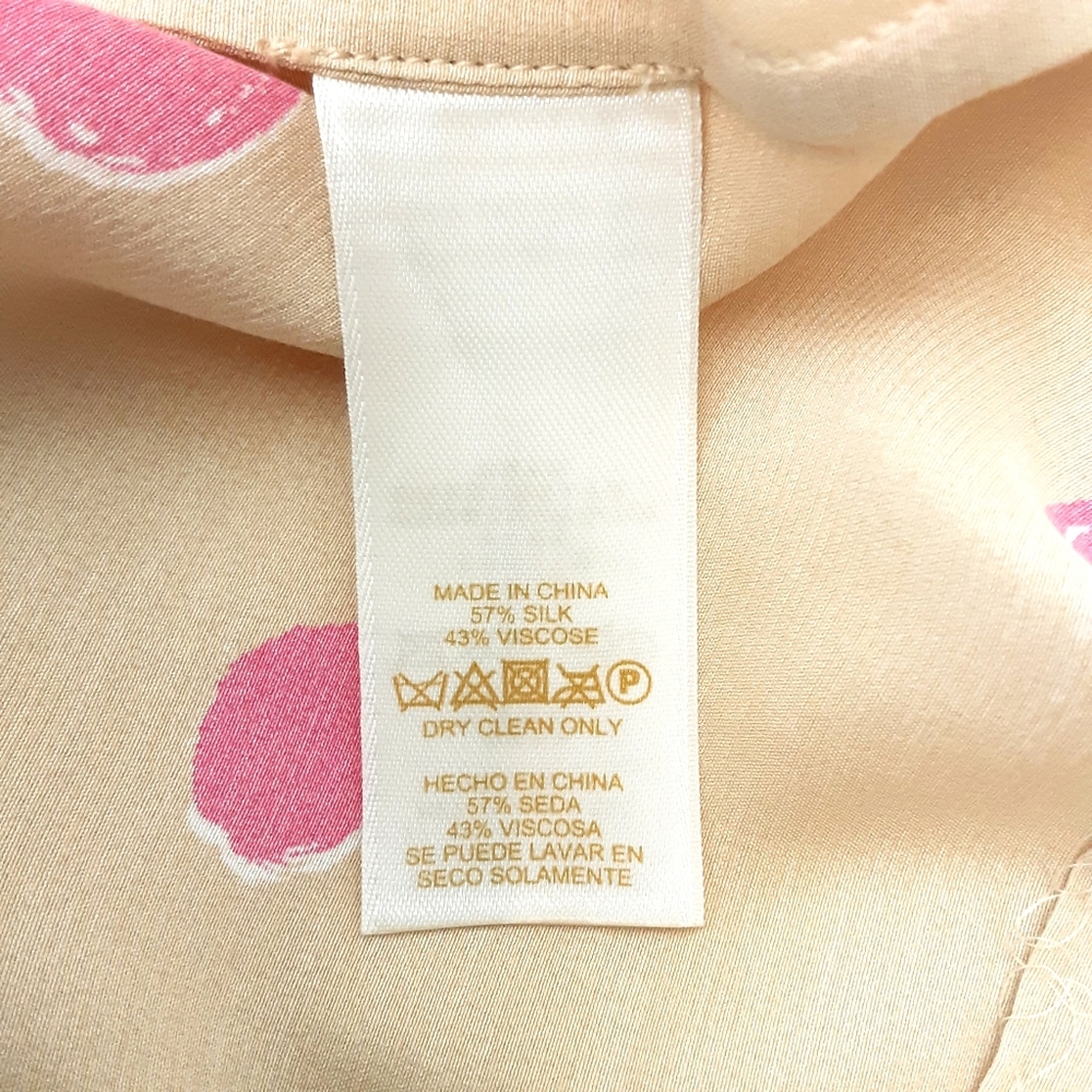 Kate Spade Cream Sleeveless Pink Polka Dot Neck Tie Silk Blend Top - Picture 9 of 9